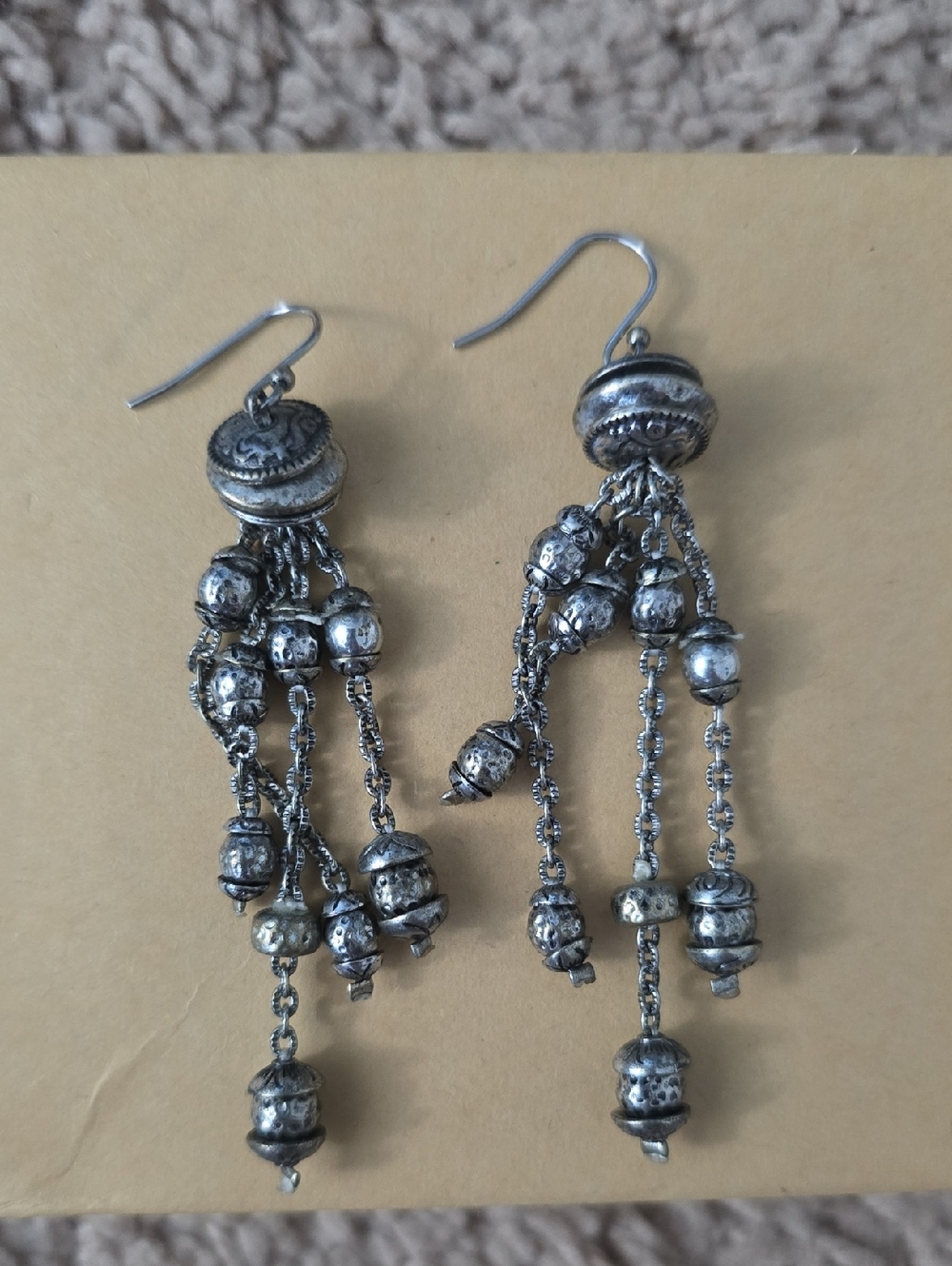 Sterling-Tone Silver Tassel Bead Drop Earrings - Women Jewelry